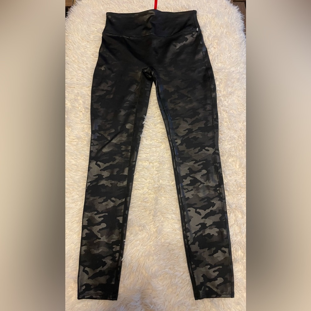 Spanx Camo Faux Leather Leggings